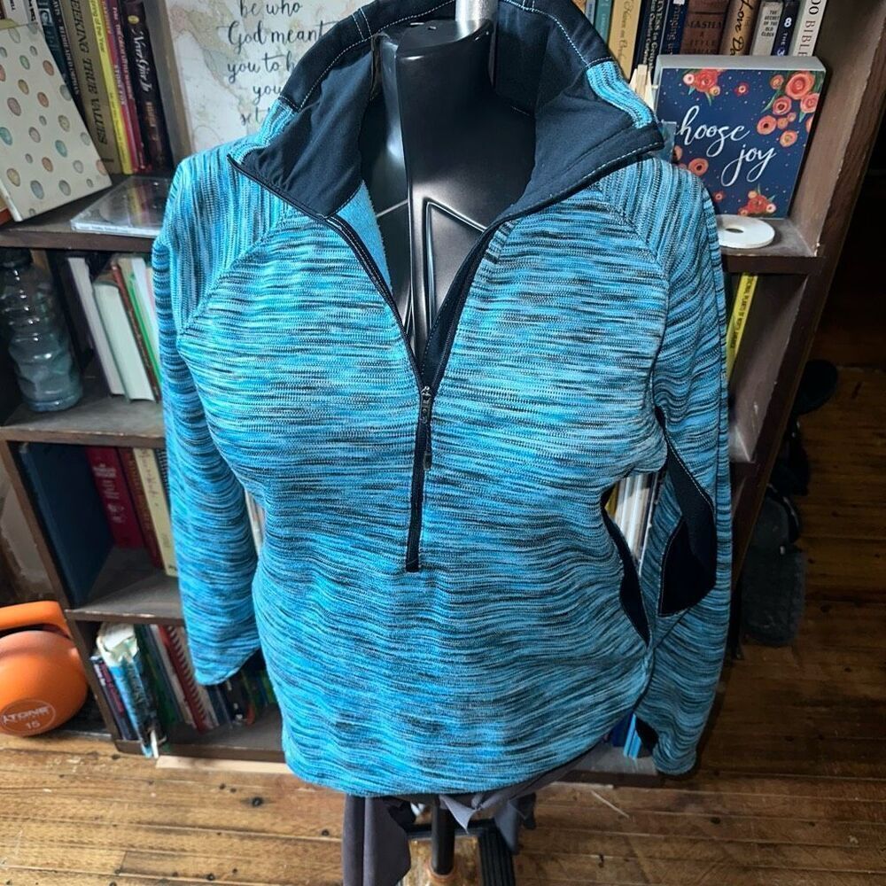 Columbia L heathered blue gorpcore 1/4 zip Athleisure pullover